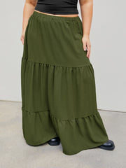 Ruffle Elastic Waist Maxi Skirt Curve & Plus