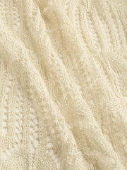 Knit Mid Waist Hollow Out Straight Leg Trousers