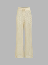 Knit Mid Waist Hollow Out Straight Leg Trousers