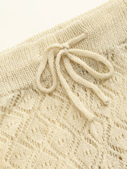 Knit Mid Waist Hollow Out Straight Leg Trousers