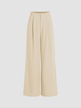 Solid Pleated Wide Leg Trousers