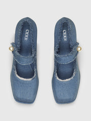 Denim Raw Hem Mary Jane Shoes