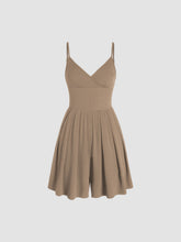 Solid V Neck Wide Leg Romper