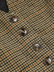 V-neck Check Button Blazer Vest