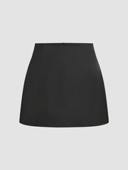 Solid Satin High Waist Short Skirt Curve & Plus
