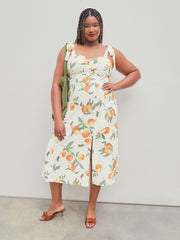 Fruit Knotted Split Midi Dress Curve & Plus