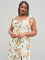 Fruit Knotted Split Midi Dress Curve & Plus