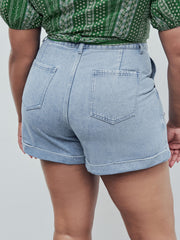 Button Detail Denim Shorts Curve & Plus
