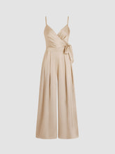 Satin Knotted Pleated Wide Leg Jumpsuit
