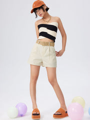 Solid Mini Shorts With Belt