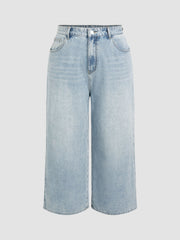 Denim Solid Pocket Baggy Jeans Curve & Plus