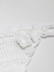 Flower Detail Tie Side Knitted Bikini Bottom