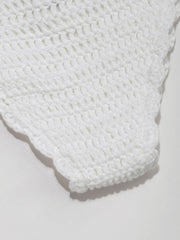 Flower Detail Tie Side Knitted Bikini Bottom
