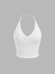 Solid Halter Crop Top