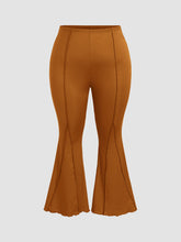 High Waist Solid Stitch Flared Trousers Curve & Plus