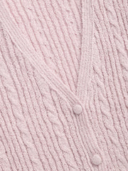 V-neck Button Knitted Long Sleeve Top