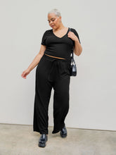Sleeve Tee & Knotted Wide Leg Pants Set Curve & Plus