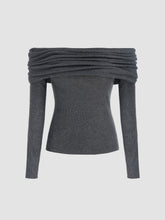 Wool-blend Off-shoulder Ruched Knit Long Sleeve Top