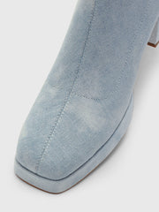 Denim Chunky Heeled Ankle Boots