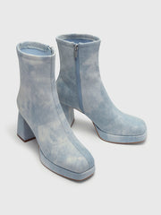 Denim Chunky Heeled Ankle Boots