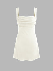 Ruched Square Neck Mini Dress