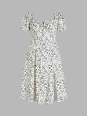 Fruit Square Neck Puff Sleeve Midi Dress Curve & Plus