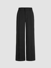 Mid Waist Pleated Straight Leg Trousers