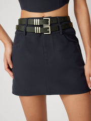 Double Belted Mini Skirt