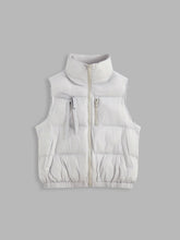 Stand Collar Solid Zipper Puffer Vest
