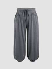 Mid Rise Drawstring Jogger Trousers Curve & Plus