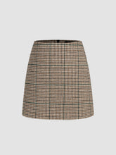 Tweed Mid Waist Check Mini Skirt