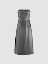 Tube Metallic Split Midi Dress