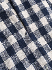 Square Neck Rosette Check Split Mini Dress