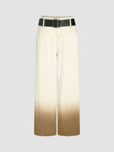 Denim Low Waist Gradient Belted Straight Leg Jeans