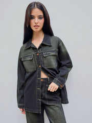 Denim Collar Button Jacket