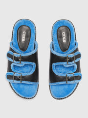 Big Buckle Shearling Slippers