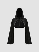 Velvet Hooded Solid Knotted Long Sleeve Crop Top