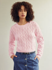 Round Neck Cable Knit Sweater