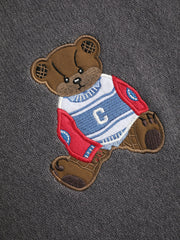 Round Neckline Graphic Bear Long Sleeve Sweater