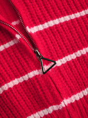 Solid Knit Polo Zipper Cardigan
