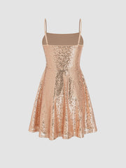 Sequin Square Neck Mini Dress