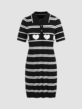 Knit Polo Striped Heart Mini Dress