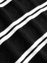 Knit Polo Striped Heart Mini Dress