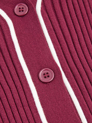 V-neck Rib Knit Button Cardigan Curve & Plus