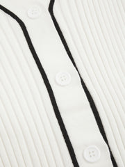 V-neck Rib Knit Button Cardigan Curve & Plus