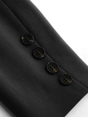 Collar Solid Button Crop Blazer