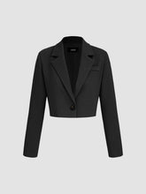 Collar Solid Button Crop Blazer