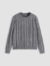 Cable Knit Round Neckline Long Sleeve Sweater