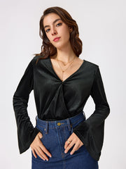 V Neck Long Sleeve Bodysuit