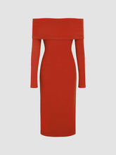 Jersey Off-shoulder Solid Split Midi Dress